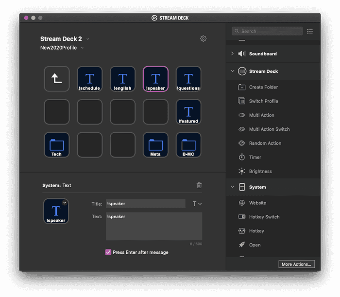 Screenshot of Elgato Streamdeck config software